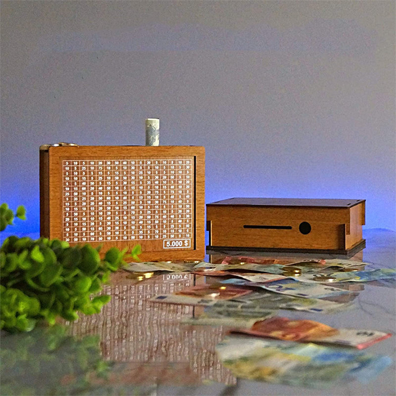 SaveSmart - Boîte à économies avec affichage en bois
