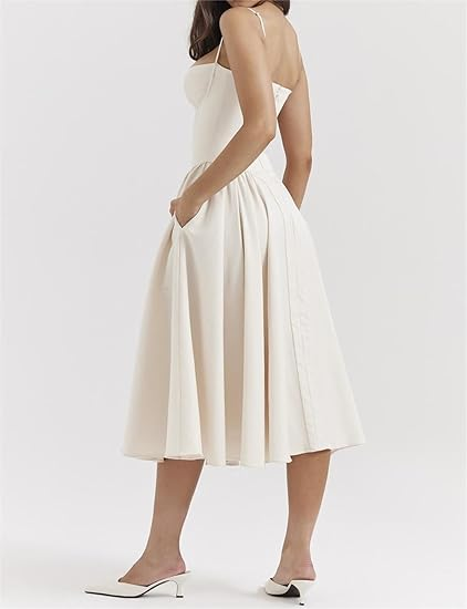 Ofelia - Vintage-inspireret blonde-sweetheart midikjole