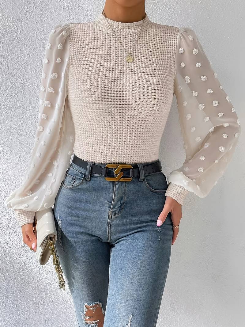 Grete - Manches en tricot à motif gaufré tendance avec col rond
