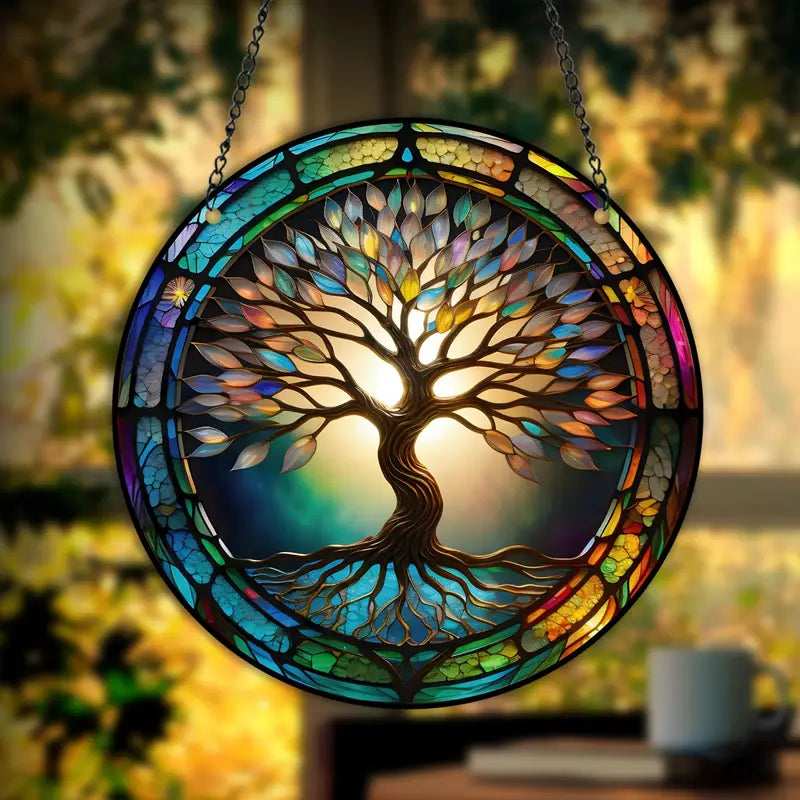 LumiTree – Suspension artistique pour fenêtre avec reflets lumineux inspirés du bois