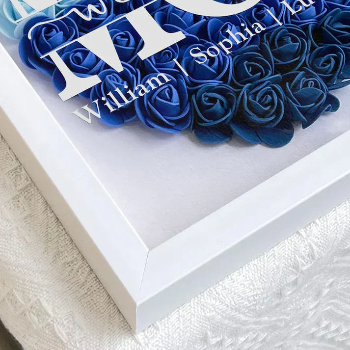 Cœur de fleurs personnalisé avec noms - Cadeau unique pour la fête des mères