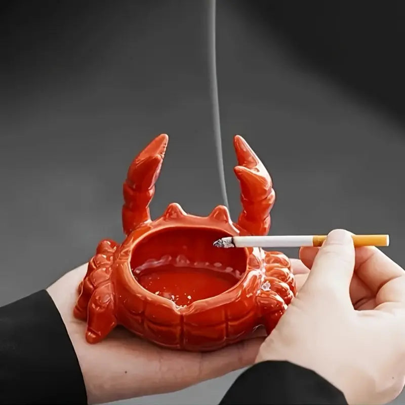 Cendrier en forme de crabe avec couvercle – Décoratif et Pratique