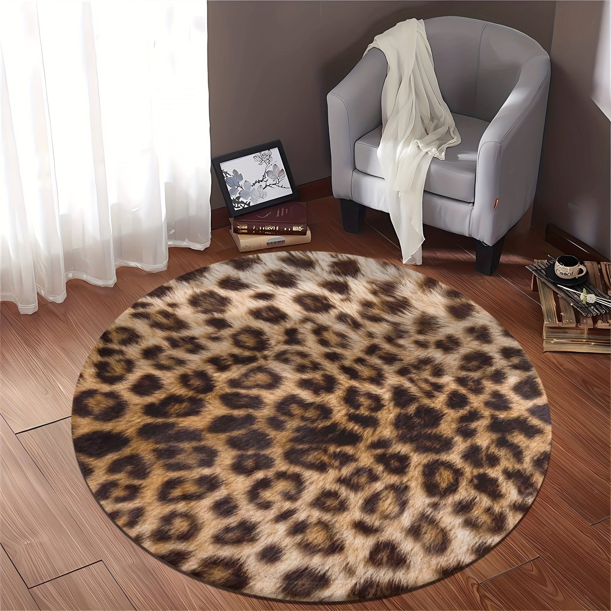 Tapis Rond LeopardLuxe – Élégance Sauvage et Confort Antidérapant