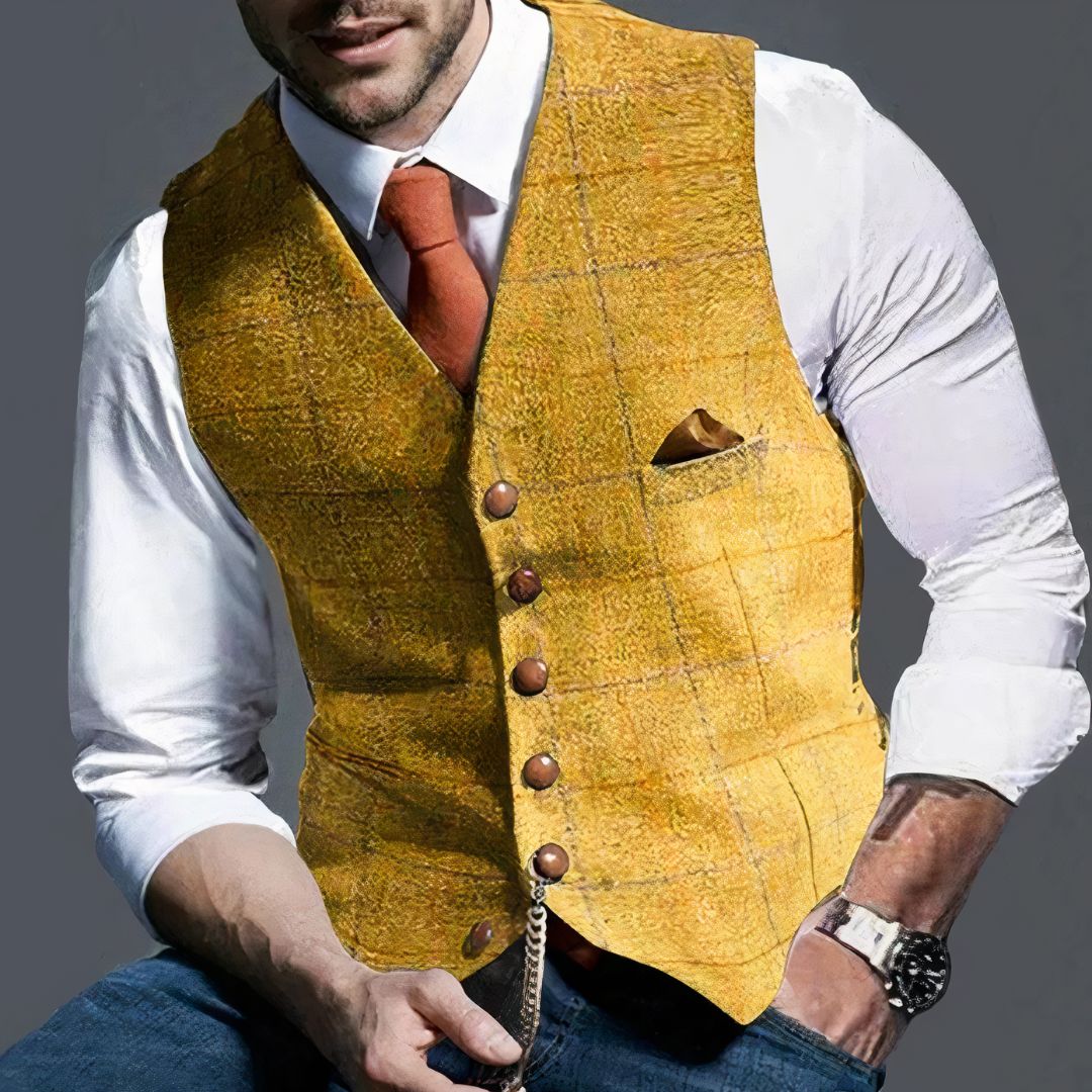 Levi - Gilet en tweed classique avec revers en pointe