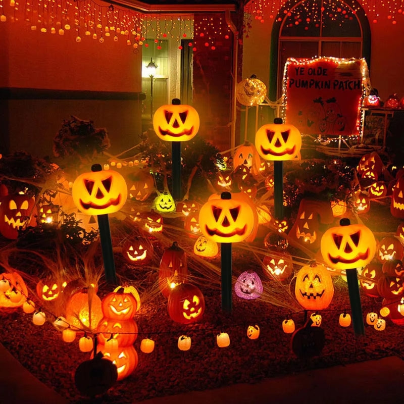 Ensemble de lumières extérieures solaires Halloween PumpkinGlow – Décoration LED de citrouille alimentée par énergie solaire