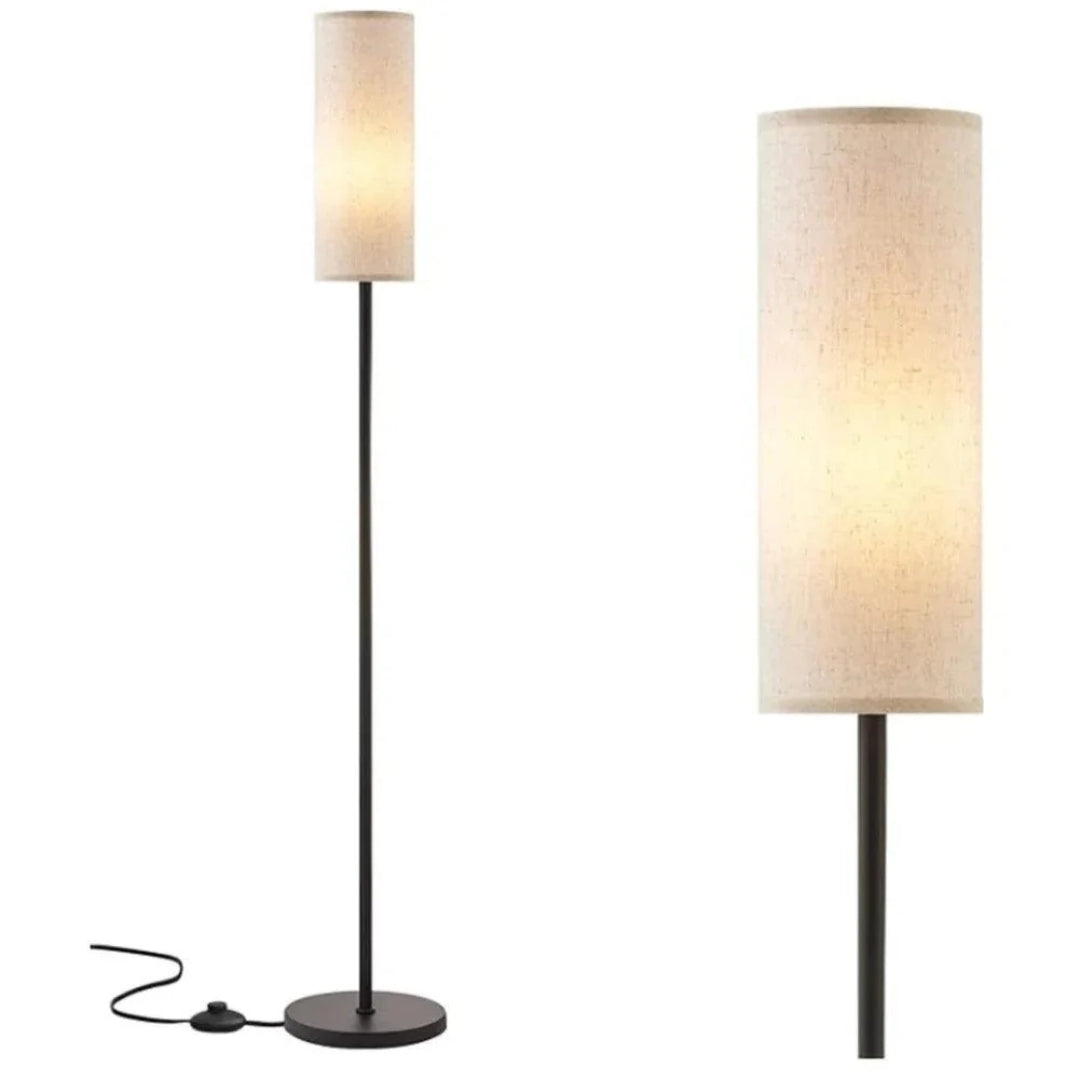 LumiCyl – Lampe de sol moderne avec abat-jour en tissu cylindrique