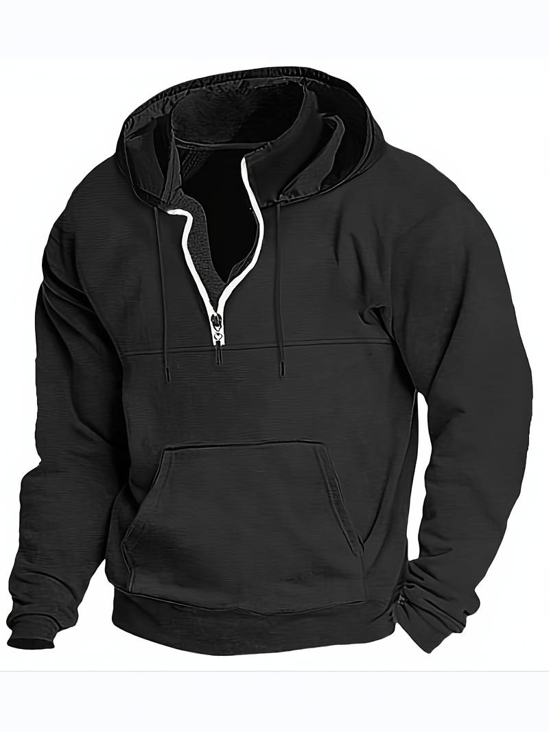 Hans - Sweat à capuche avec demi-zip et poches