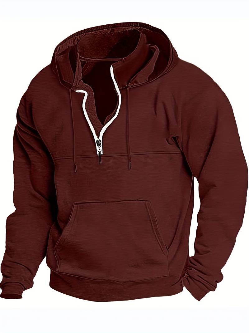 Hans - Sweat à capuche avec demi-zip et poches
