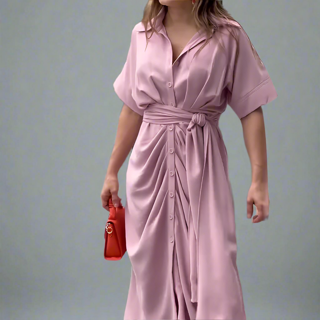 Mariella - Robe chemise boutonnée drapée et élégante