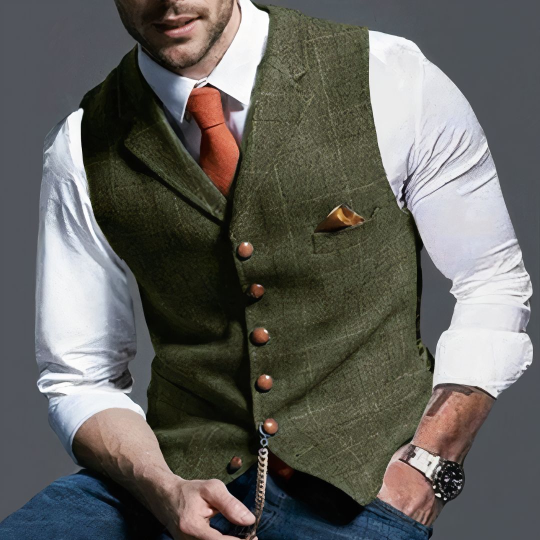 Levi - Gilet en tweed classique avec revers en pointe