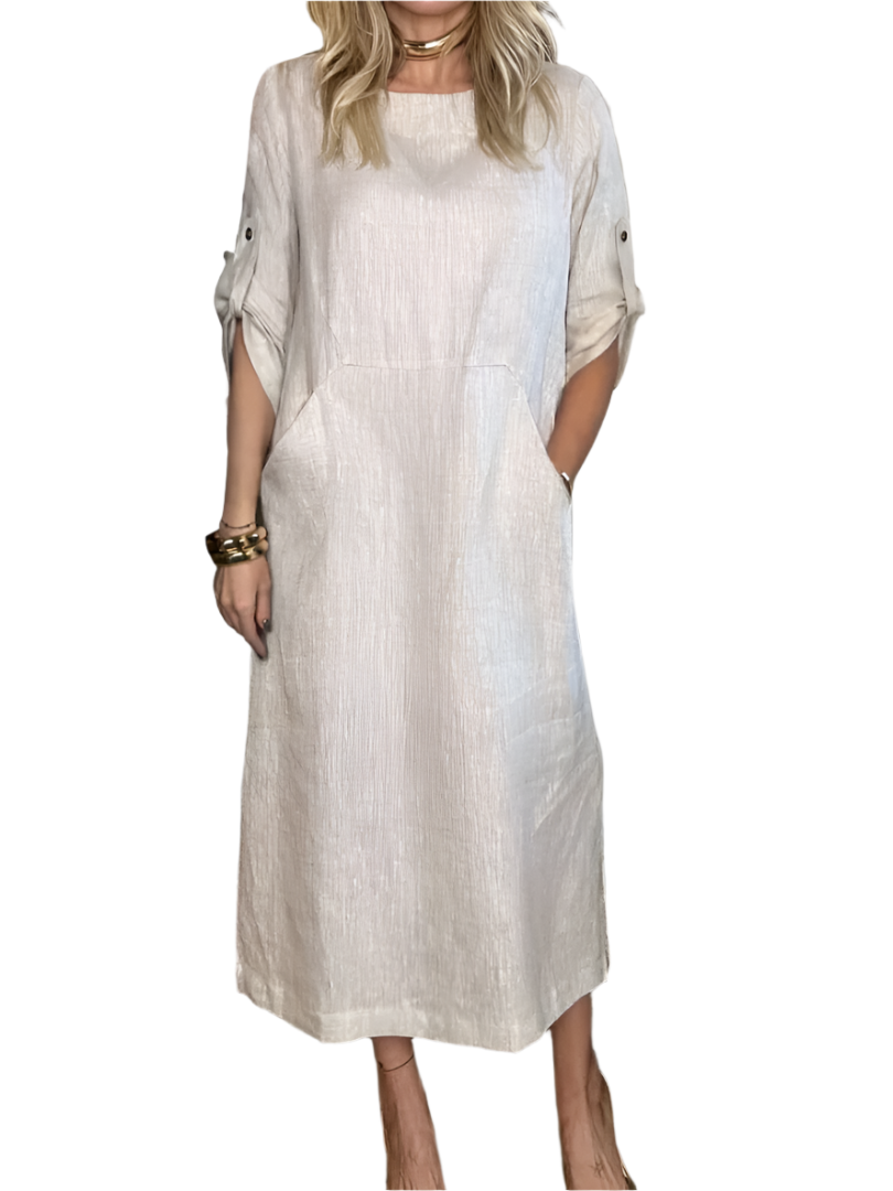 Robe d'été Selina Let pour femmes – Élégante robe unie en coton