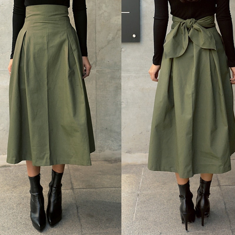 Alma - Jupe élégante à rabattre avec taille haute et poches pratiques
