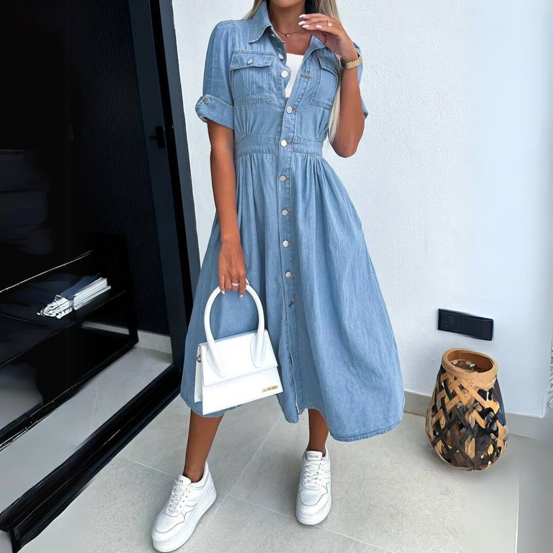 Chic sans effort | Robe en jean à boutons
