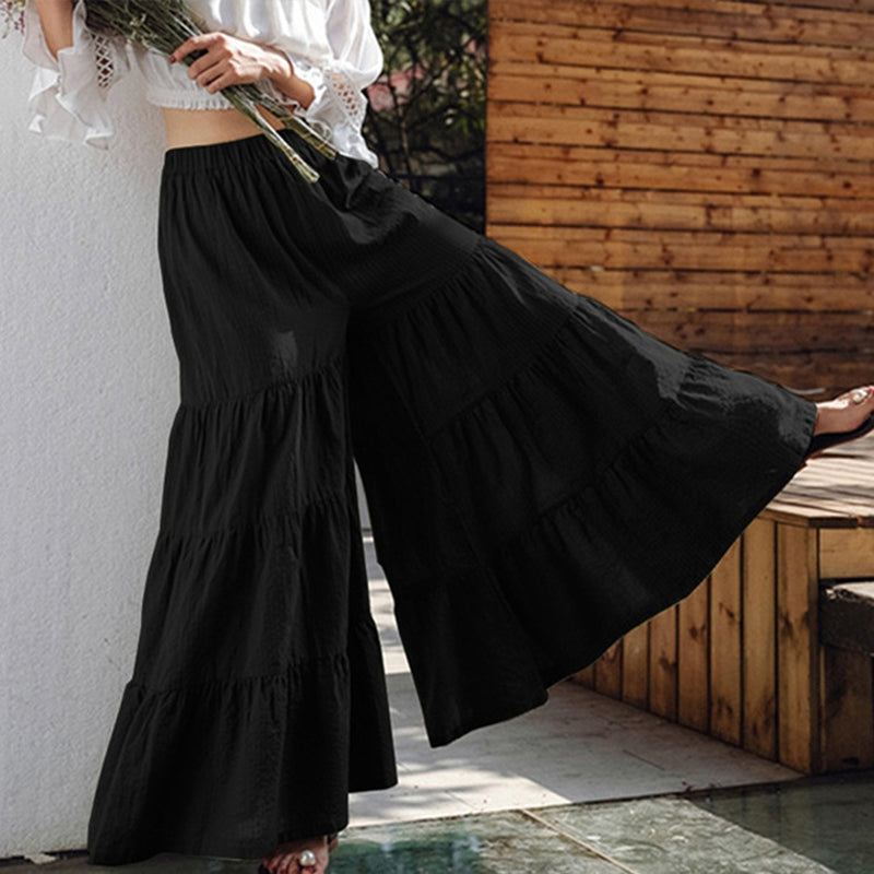 Heidi - Pantalon large à volants d'inspiration bohème