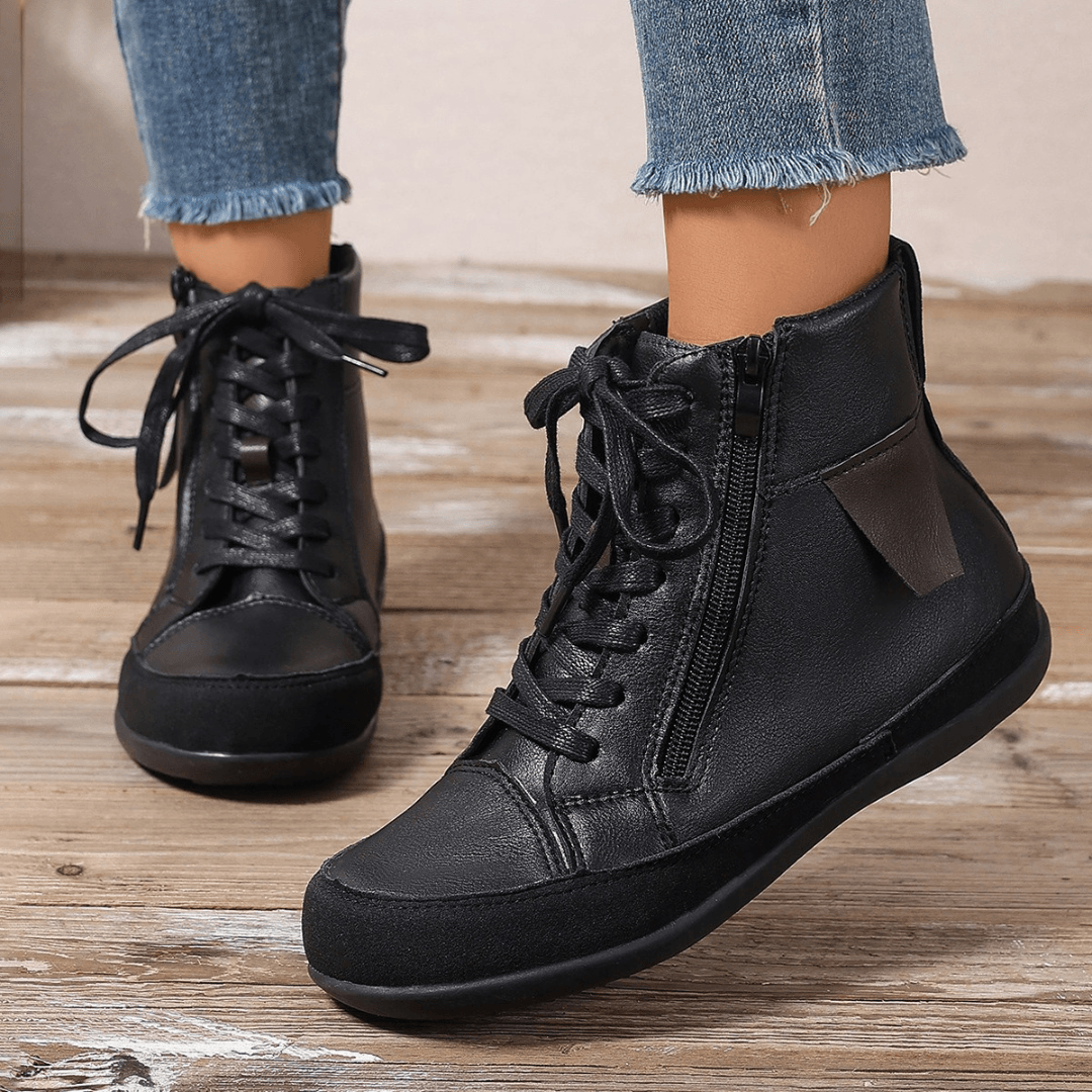 Bottes pour femmes Brielle avec lacets - Bottes élégantes jusqu'à mi-mollet avec fermeture éclaire sur le côté