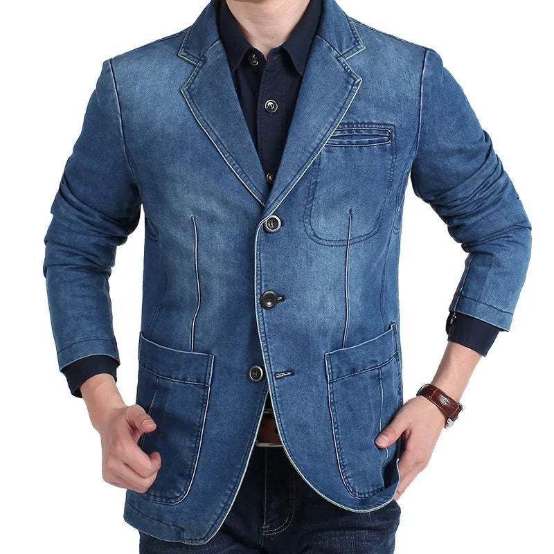 Mads- Classique Veste Pour Homme à Manches Longues avec Col Revers et Fermeture à Boutons