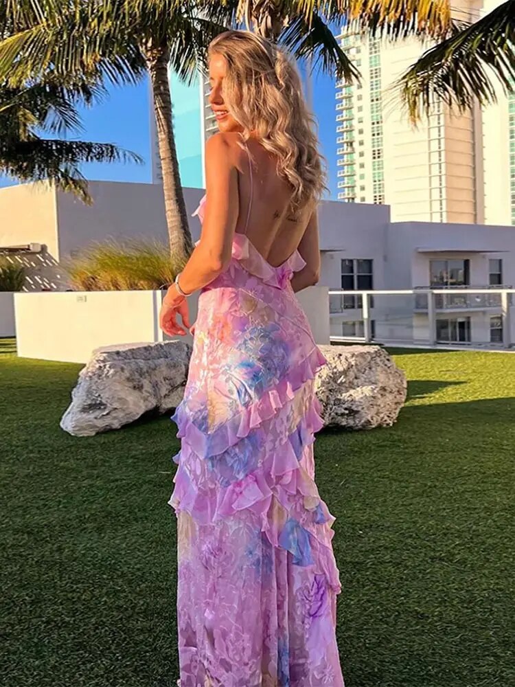 Ella - Robe à volants sans manches élégante avec bretelles spaghetti