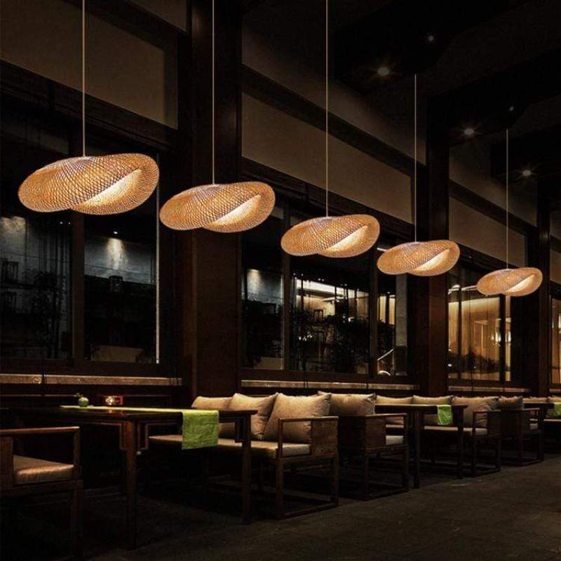 ZenGlow - Lampe à suspension en bambou tissé à la main