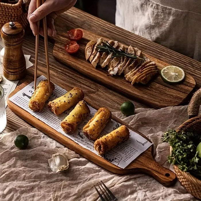 RusticChef - Planche à découper en bois avec poignée pour la cuisine et le service