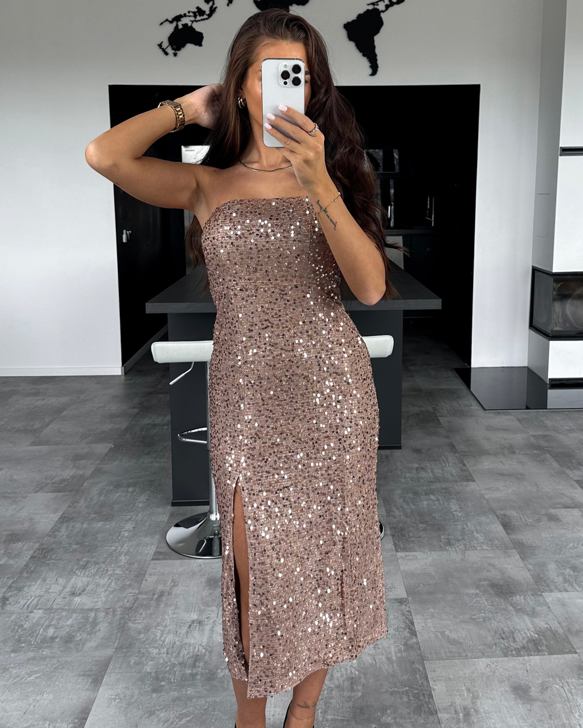 Robe en sequins champagne Liva