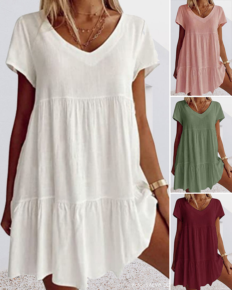 Hanna - Mini-robe à volants et manches courtes