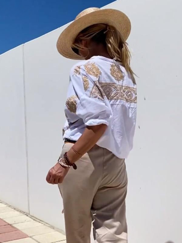 Sofia Blouse Pufærmet avec Imprimé Unique et Design Élégant