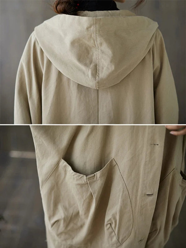 Sofie - Trench-coat avec capuche et fermeture à boutons pour femme