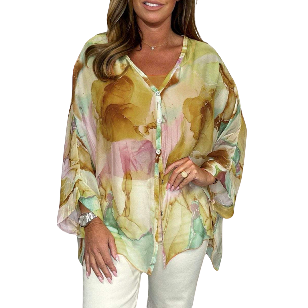 Leslie - Blouse fluide à design abstrait aquarelle