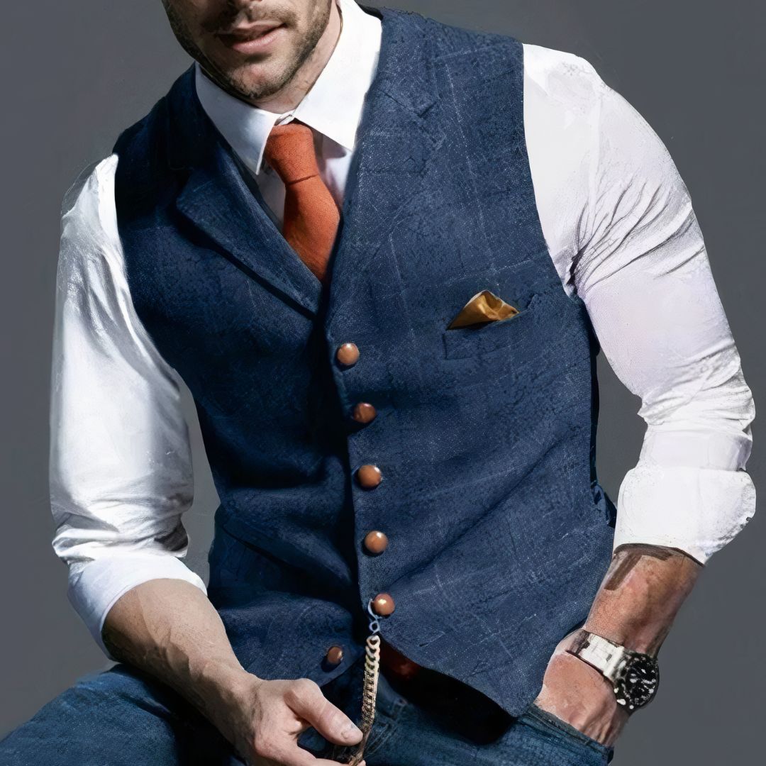 Levi - Gilet en tweed classique avec revers en pointe