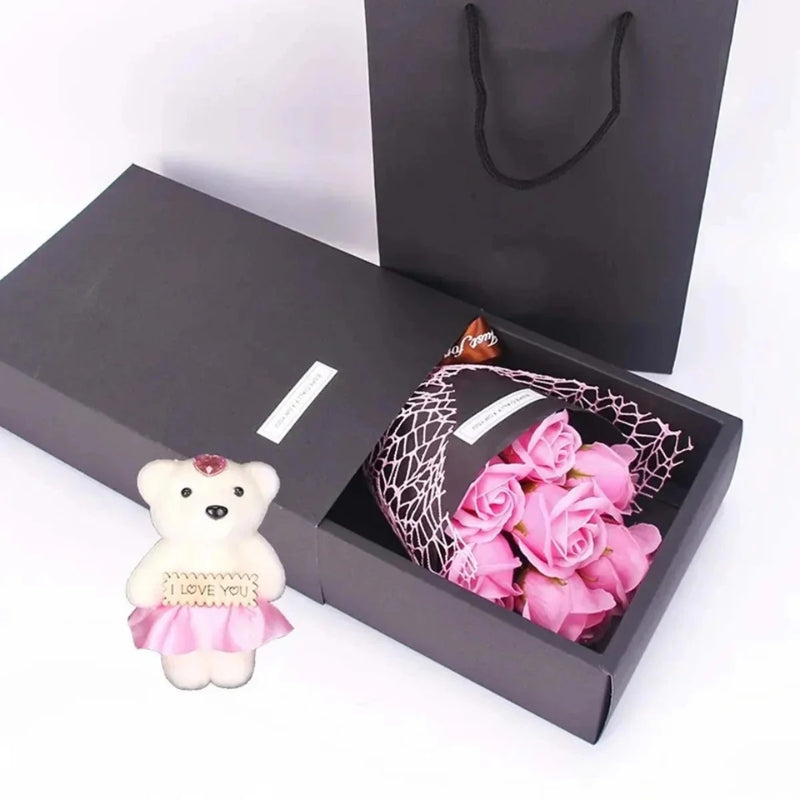 BlossomHug - Bouquet de fleurs avec doudou charmant