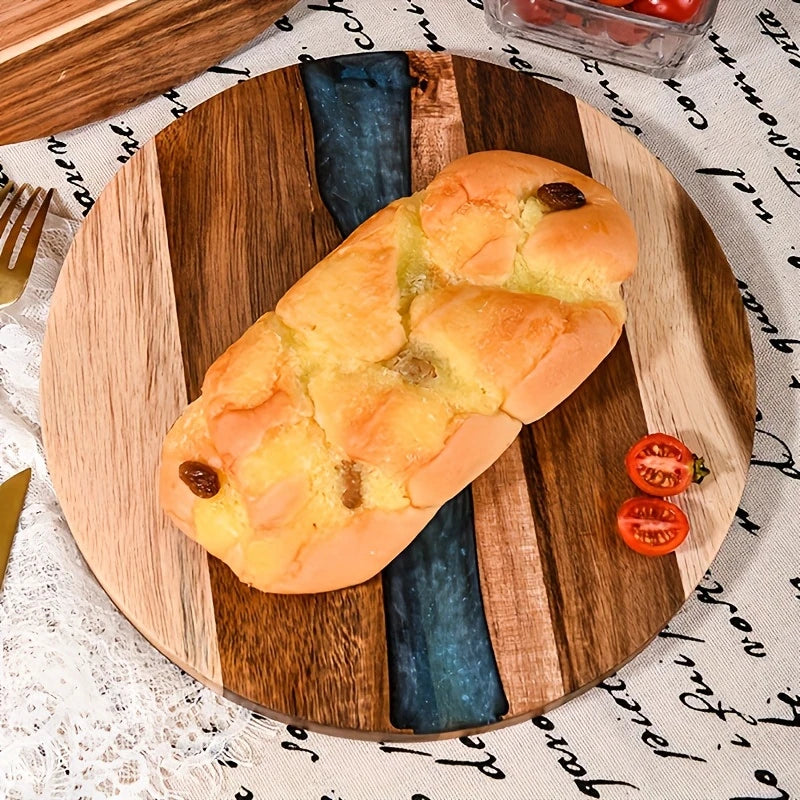 Planche à découper ronde en bois d'acacia – Plateforme de cuisine polyvalente pour steak, collations et plus