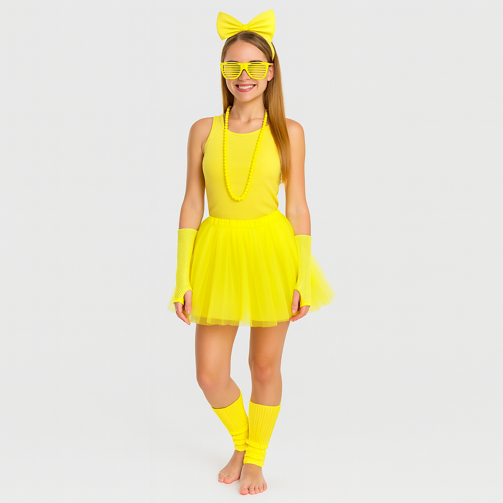 Ensemble de costume pour femmes des années 80 – Tenue rétro en 6 pièces pour fête et Halloween