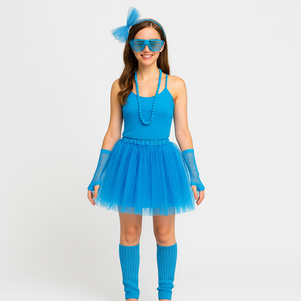 Ensemble de costume pour femmes des années 80 – Tenue rétro en 6 pièces pour fête et Halloween