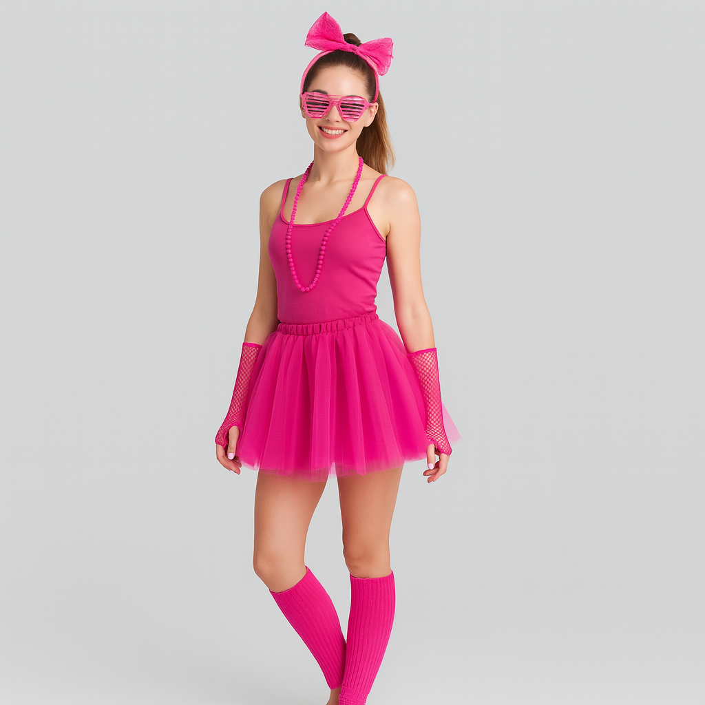 Ensemble de costume pour femmes des années 80 – Tenue rétro en 6 pièces pour fête et Halloween