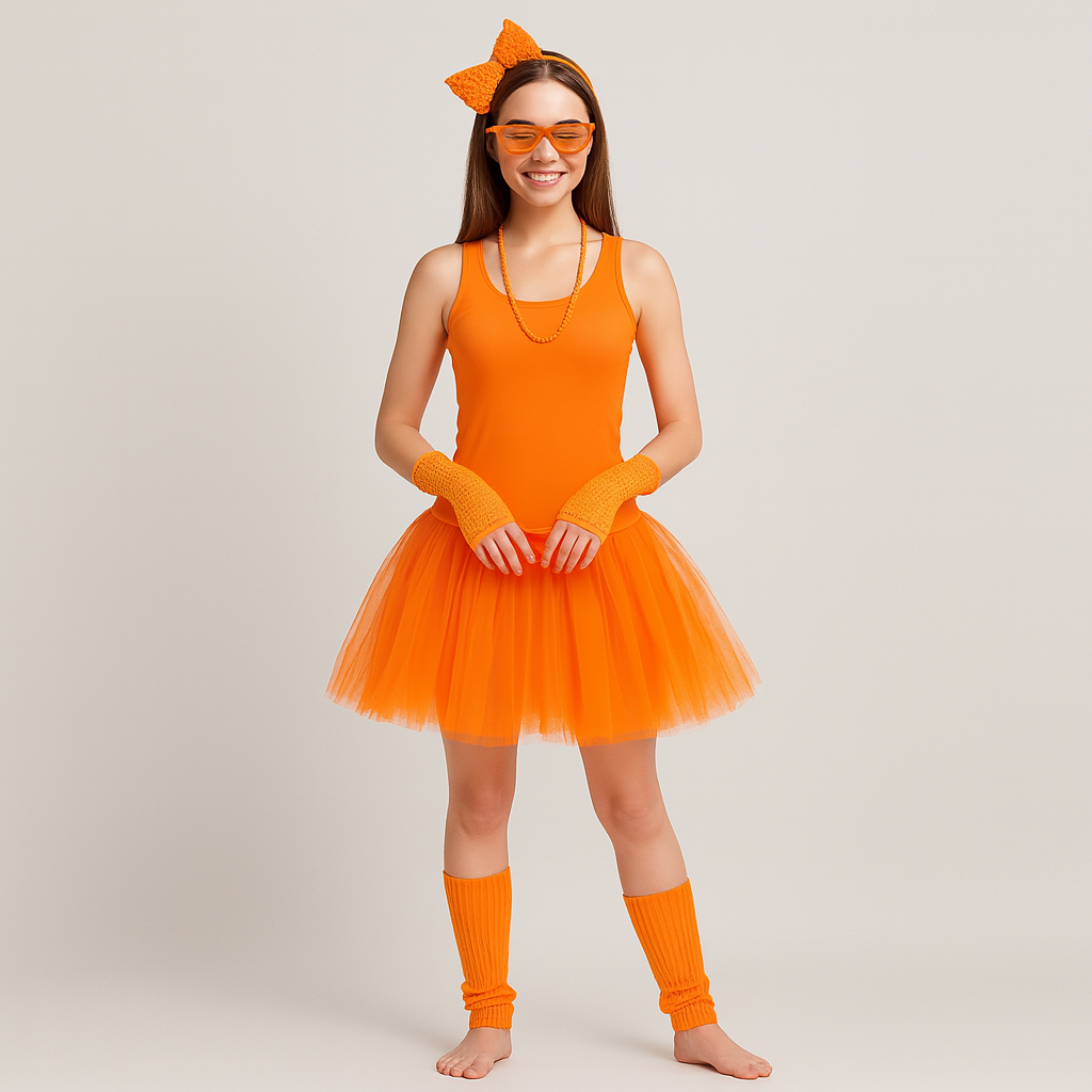 Ensemble de costume pour femmes des années 80 – Tenue rétro en 6 pièces pour fête et Halloween