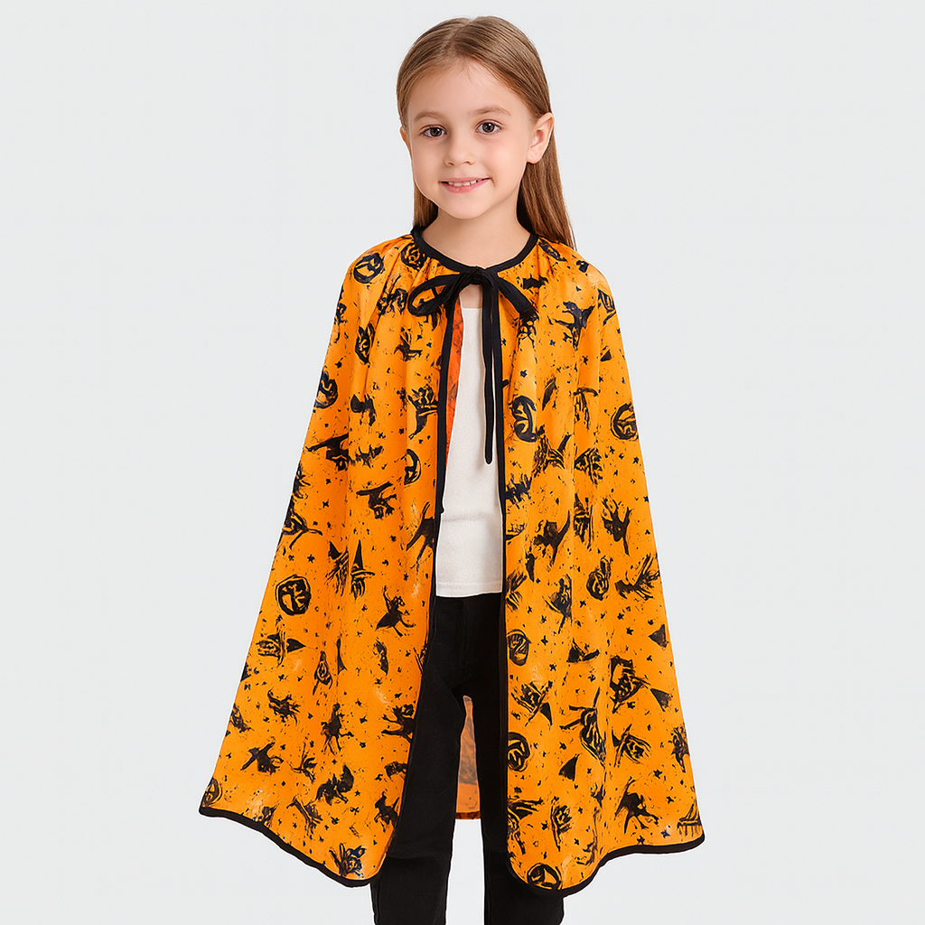 Noctira | Cape à capuche vintage Halloween avec motif en toile d'araignée et chauve-souris