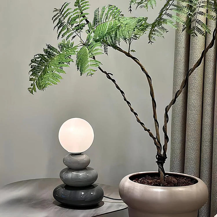 Lampe de table en pierre sphérique créative
