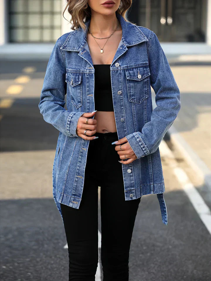 Emma Veste mi-longue avec ceinture et plusieurs poches pratiques