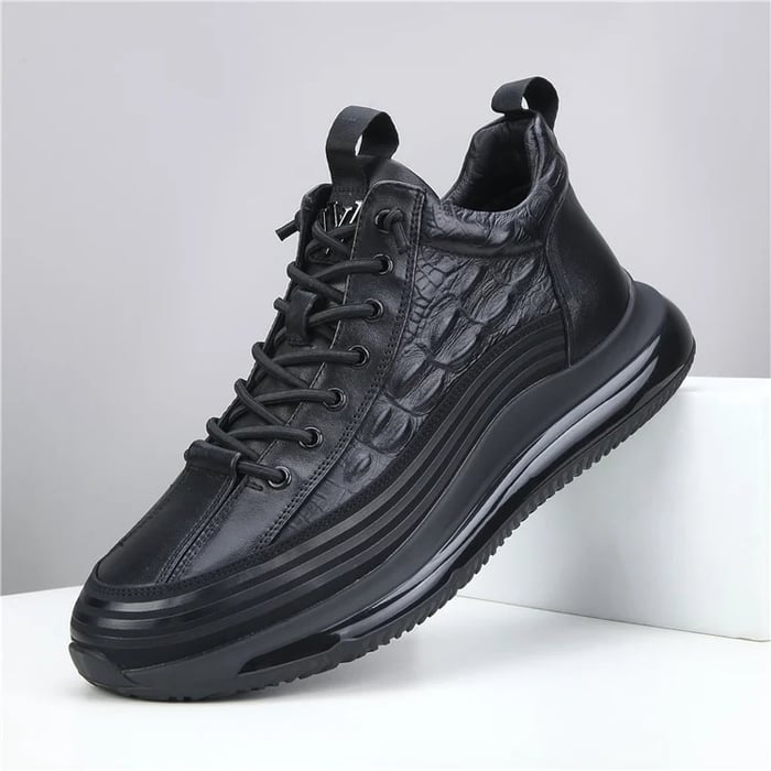 Sneakers en cuir embossé crocodile Frank