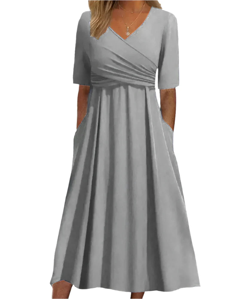 Marisha - Robe midi à manches avec poches