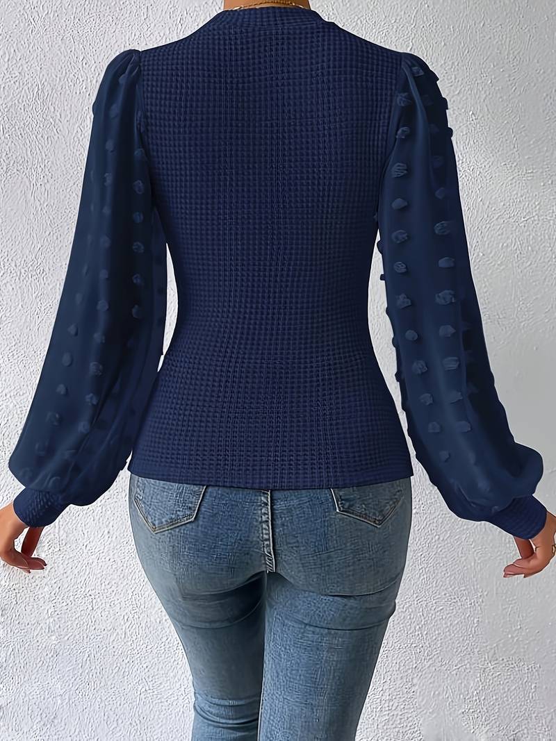 Grete - Manches en tricot à motif gaufré tendance avec col rond