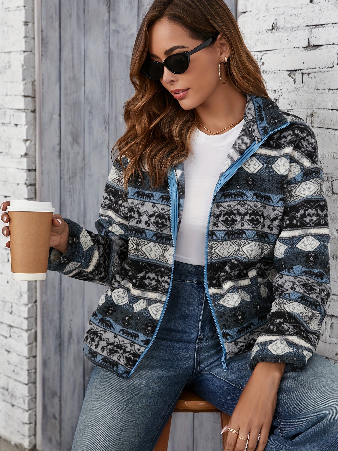 Veste en polaire à motifs tribaux Ella