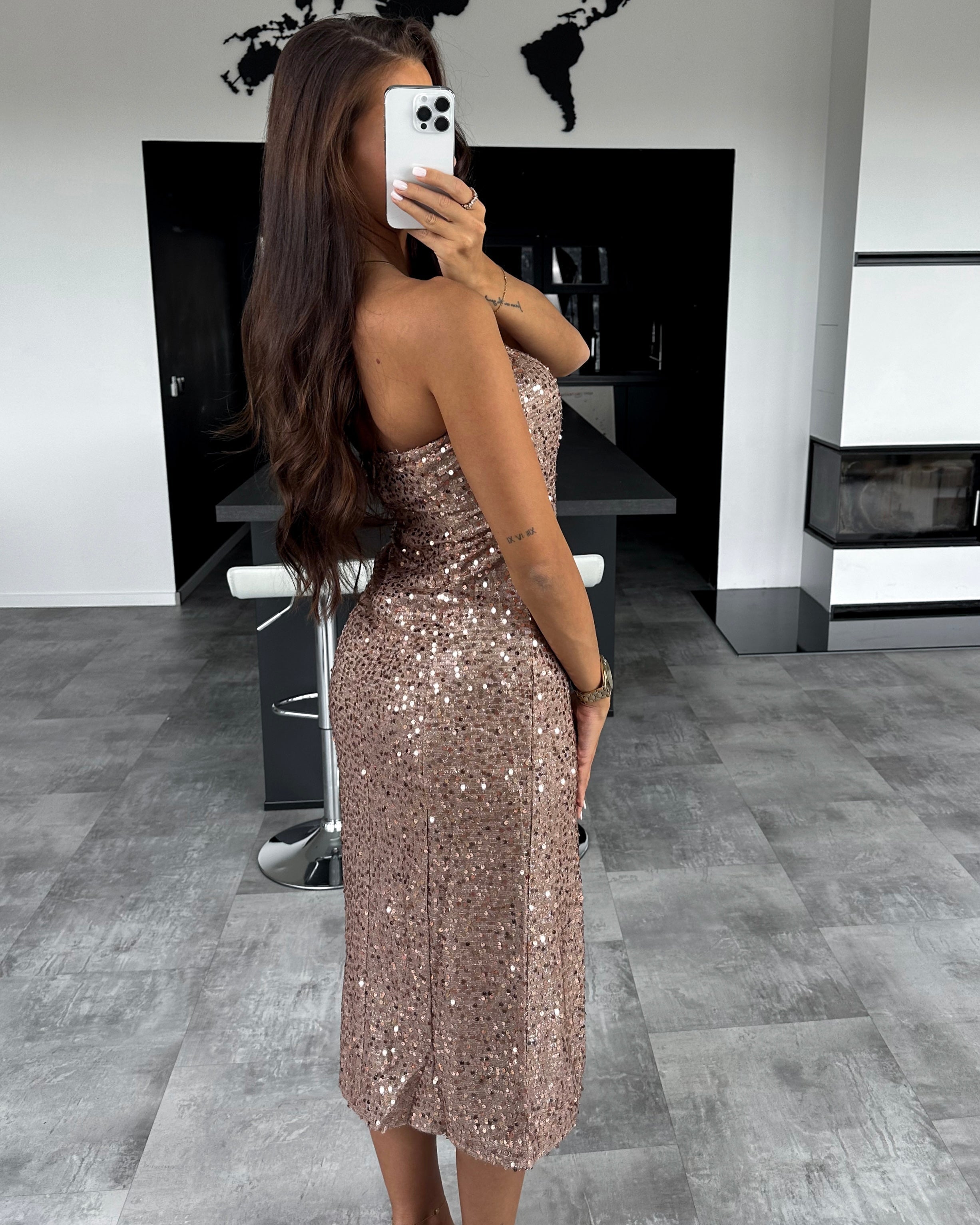 Robe en sequins champagne Liva