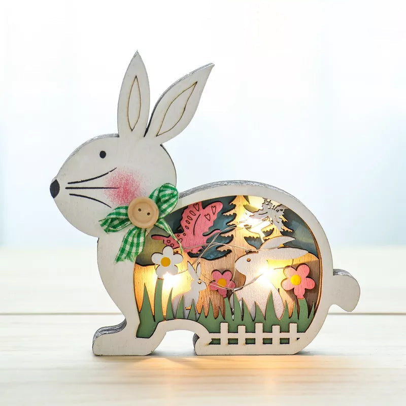 LumiHare Figures de Pâques Décoratives – Découpe Stratifiée avec Éclairage Doux