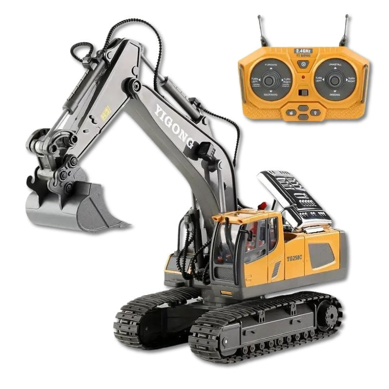 Pelle télécommandée avec cabine rotative et creusement réaliste