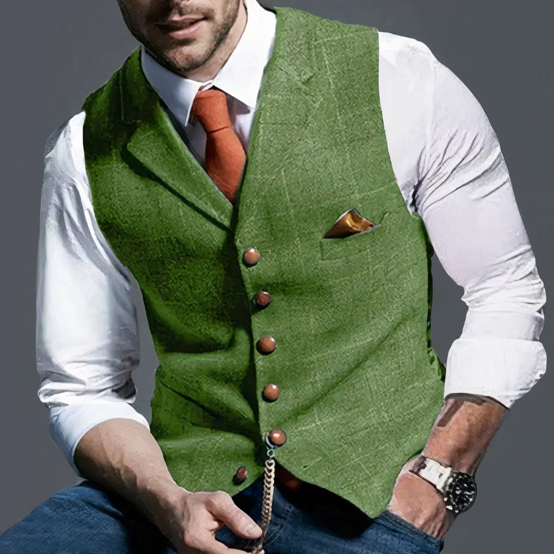 Levi - Gilet en tweed classique avec revers en pointe