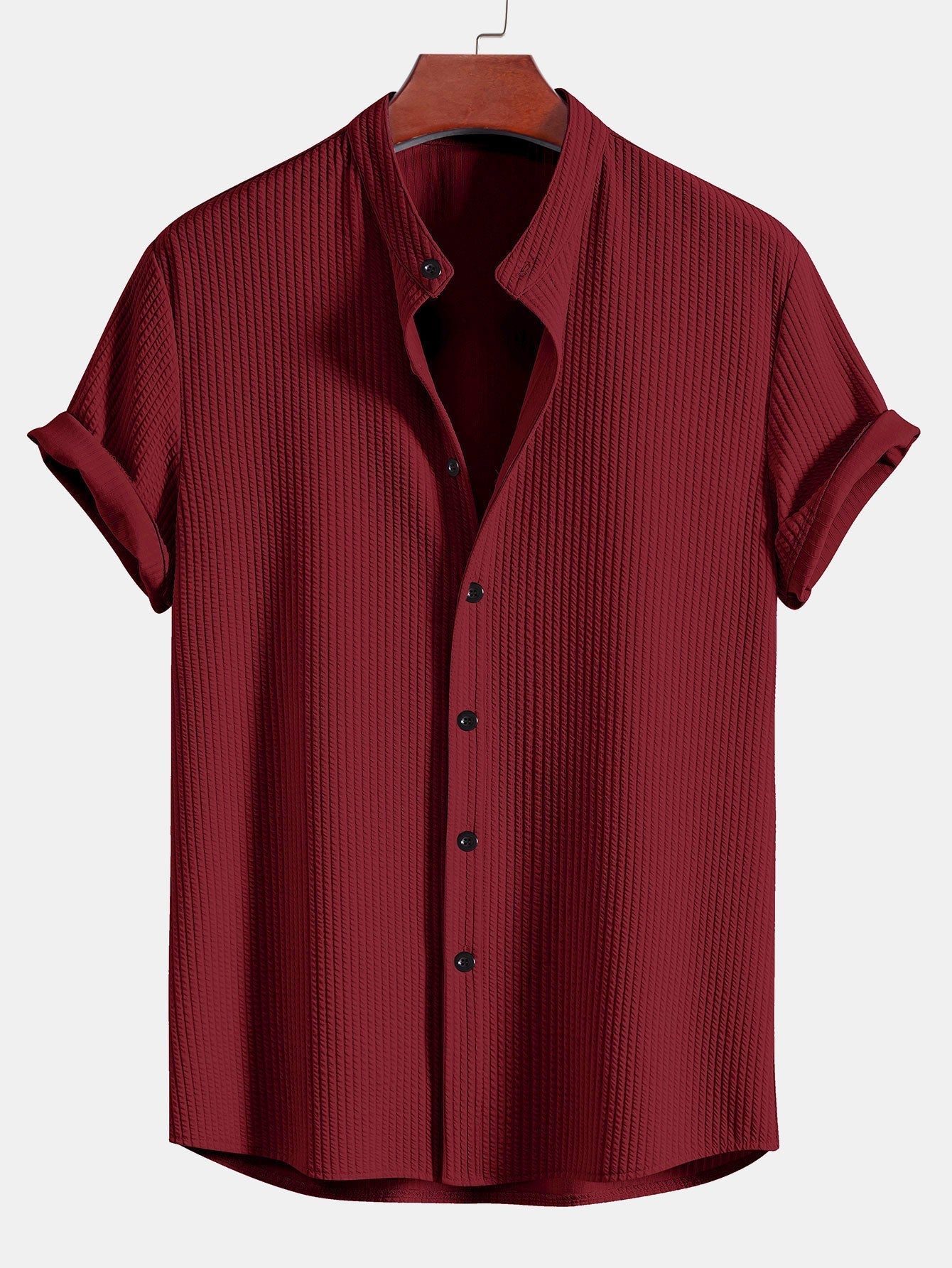 Markus | Chemise côtelée à col montant et coupe ajustée