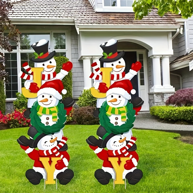 Ensemble de 3 panneaux de jardin classiques de bonhommes de neige pour Noël