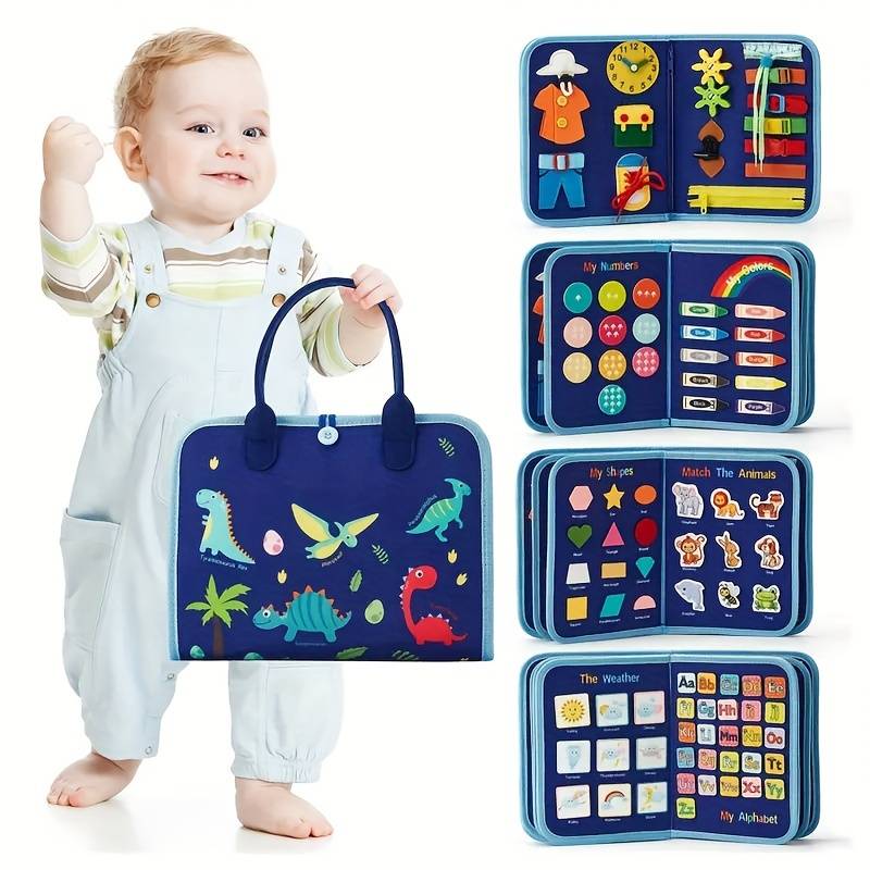 Livre d'activités Montessori engageant pour les tout-petits – Exercez la motricité fine avec des lacets, des boutons-pression et des clips