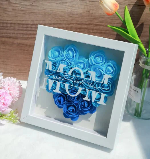 Cœur de fleurs personnalisé avec noms - Cadeau unique pour la fête des mères